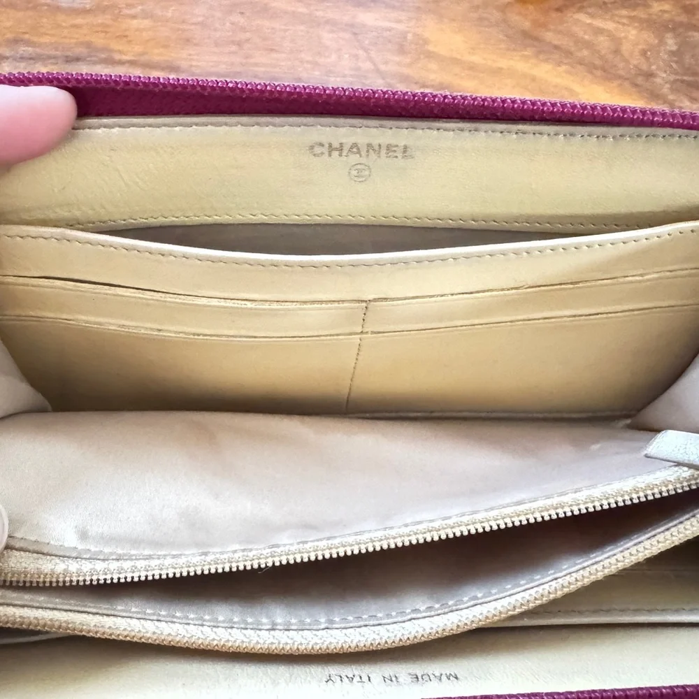 Chanel Pink Camellia Long Zippy Wallet‎